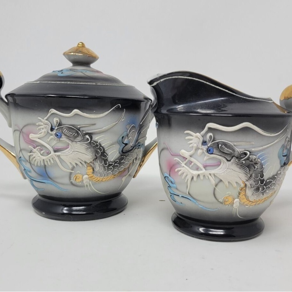 Vintage HHP Lucky Moriage Dragonware Sugar & Cream Set Made in Japan G8